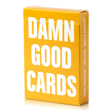 Load image into Gallery viewer, Gold card box with 'Damn Good Cards' text on a white background