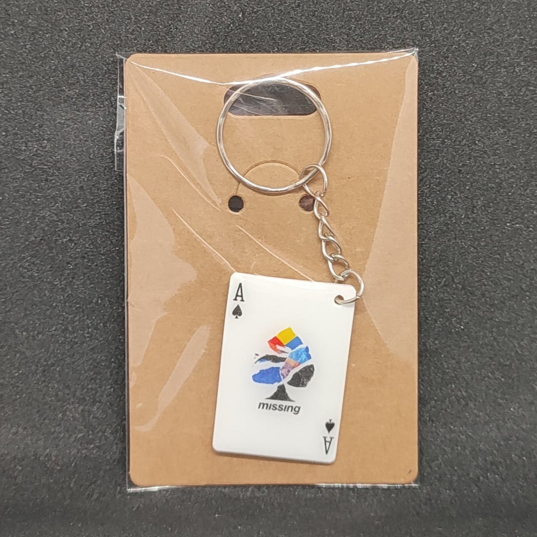 Missing Collage Ace of Spades Keychain