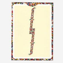 Load image into Gallery viewer, Colorful beaded necklace on a white card with a decorative border
