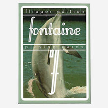 Load image into Gallery viewer, Fontaine playing cards flipper edition with a dolphin illustration on a white background
