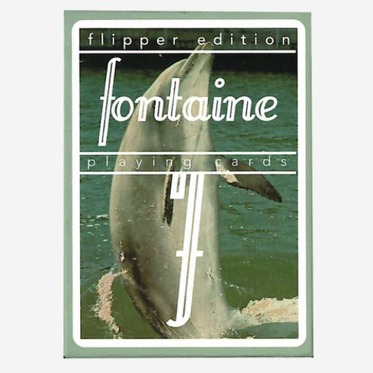 Fontaine playing cards flipper edition with a dolphin illustration on a white background