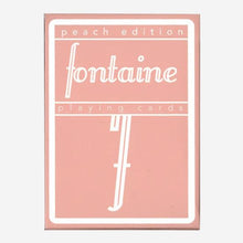 Load image into Gallery viewer, Peach-colored playing card box with &#39;fontaine&#39; branding on a white background
